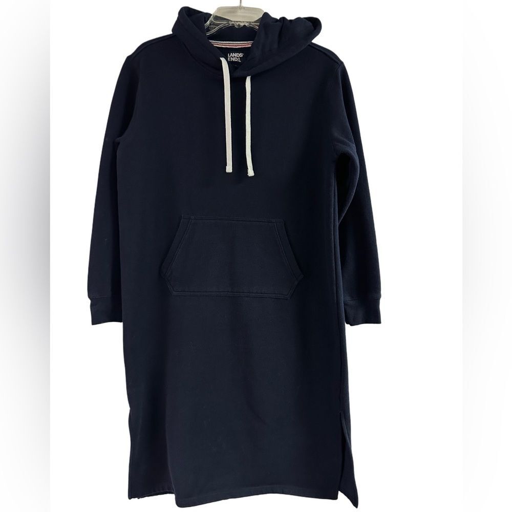 Lands End Sweatshirt Hoodie Midi Dress Thick Knit Comfy Lounge Size S